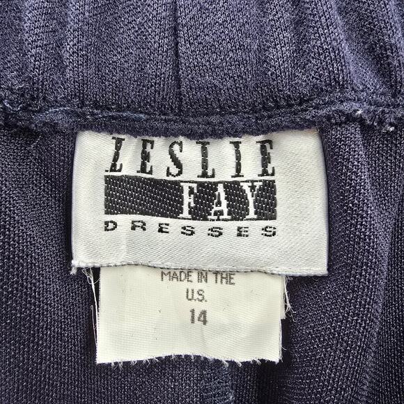 Leslie Fay Blue Knee Length Slit Stretch Executive Skirt Plus 14 - Picture 5 of 6